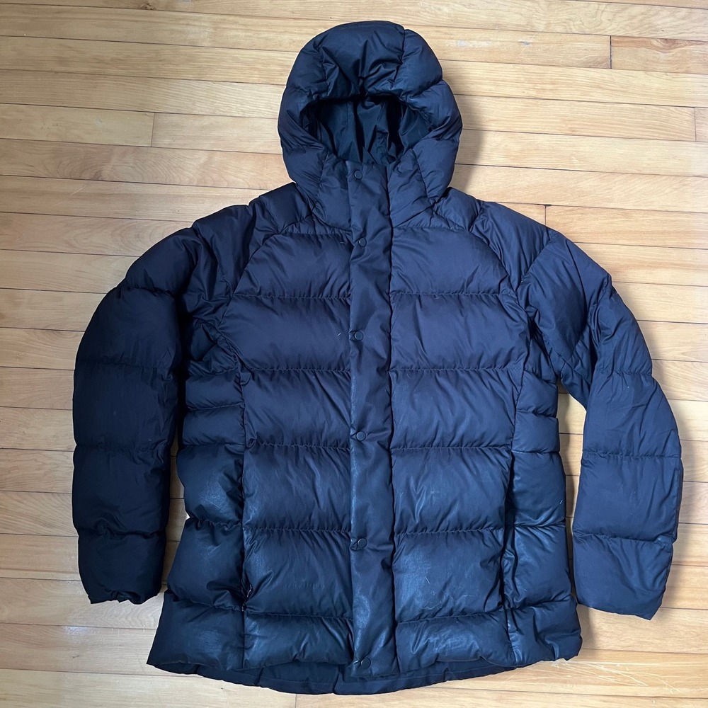 Lululemon Mens Black Hooded Puffer Jacket Quilted Down Winter Coat Regular Fit